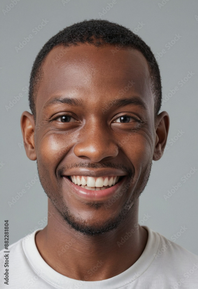 Portrait view of a regular happy smiling Togo man, ultra realistic, candid, social media, avatar image, plain solid background Portrait view of a regular happy smiling Togo man, ultra realistic, candid, social media, avatar image, plain solid background