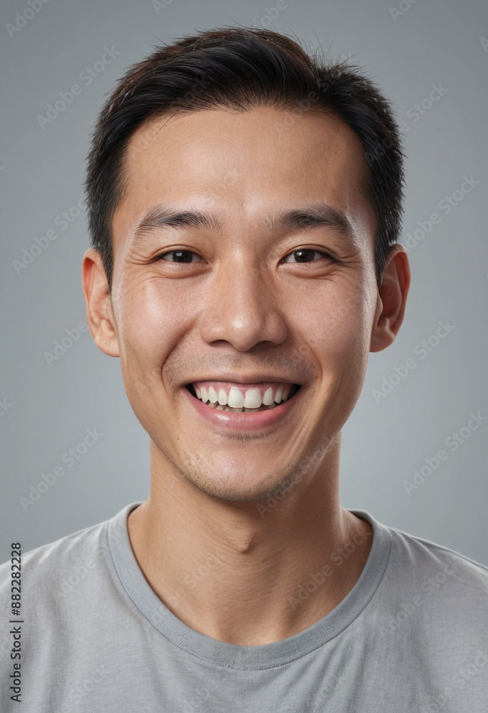 Portrait view of a regular happy smiling China man, ultra realistic, candid, social media, avatar image, plain solid background Portrait view of a regular happy smiling China man, ultra realistic, candid, social media, avatar image, plain solid background