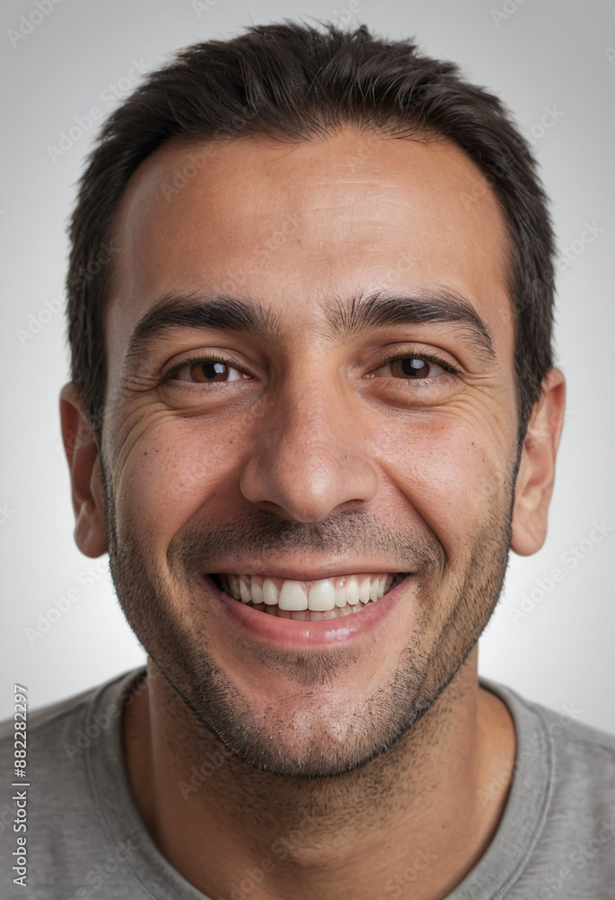Portrait view of a regular happy smiling Cyprus man, ultra realistic, candid, social media, avatar image, plain solid background Portrait view of a regular happy smiling Cyprus man, ultra realistic, candid, social media, avatar image, plain solid background