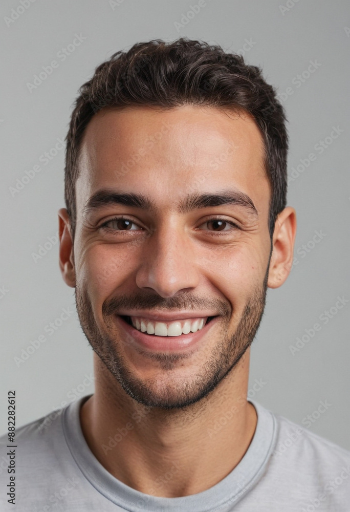 Portrait view of a regular happy smiling Jordan man, ultra realistic, candid, social media, avatar image, plain solid background Portrait view of a regular happy smiling Jordan man, ultra realistic, candid, social media, avatar image, plain solid background