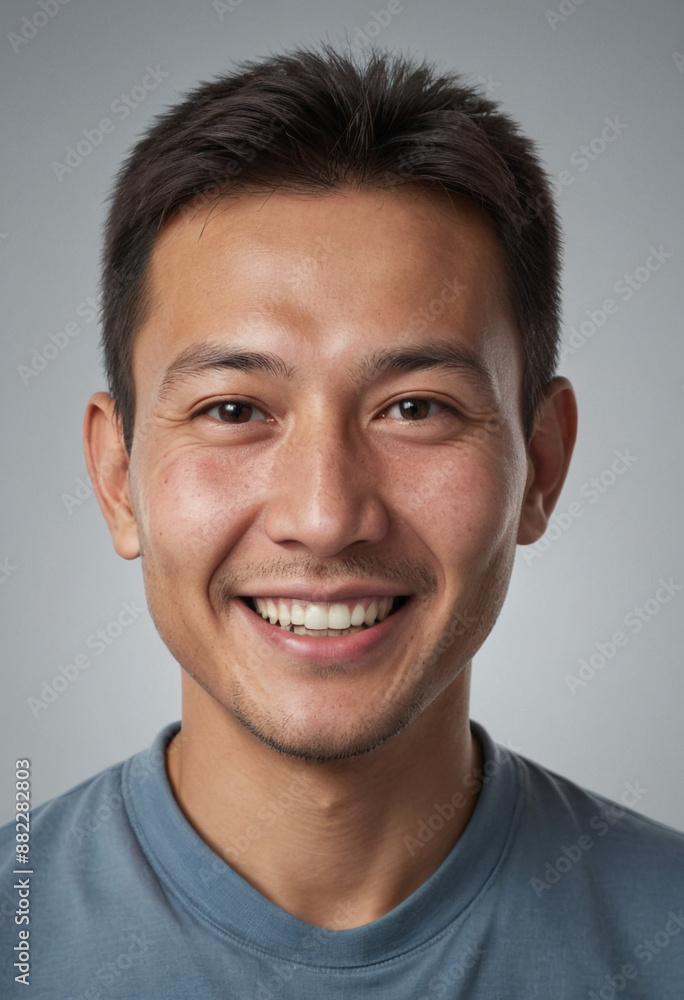 Portrait view of a regular happy smiling Kyrgyzstan man, ultra realistic, candid, social media, avatar image, plain solid background Portrait view of a regular happy smiling Kyrgyzstan man, ultra realistic, candid, social media, avatar image, plain solid background