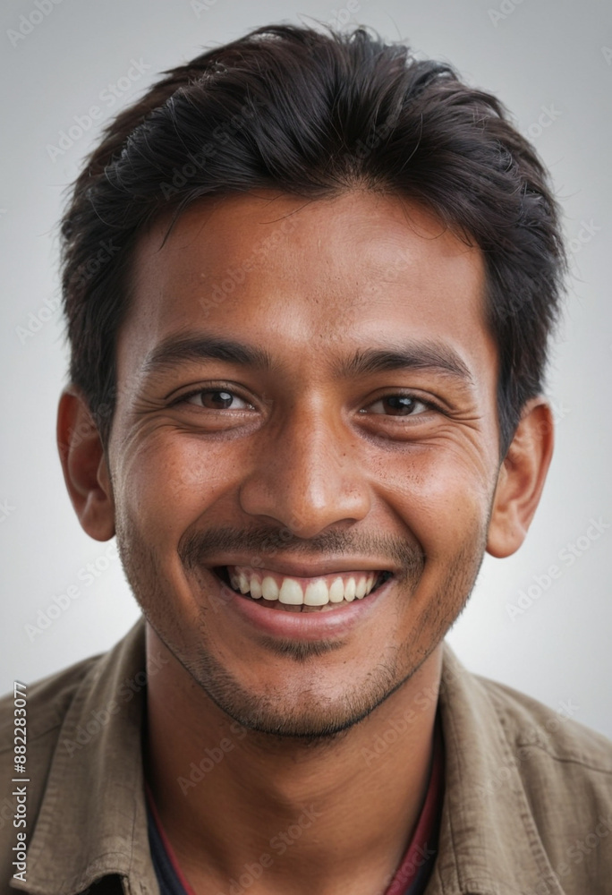 Portrait view of a regular happy smiling Nepal man, ultra realistic, candid, social media, avatar image, plain solid background Portrait view of a regular happy smiling Nepal man, ultra realistic, candid, social media, avatar image, plain solid background