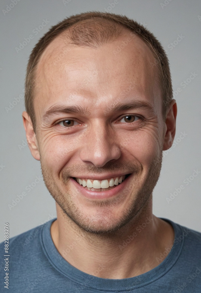 Fototapeta premium Portrait view of a regular happy smiling Russia man, ultra realistic, candid, social media, avatar image, plain solid background