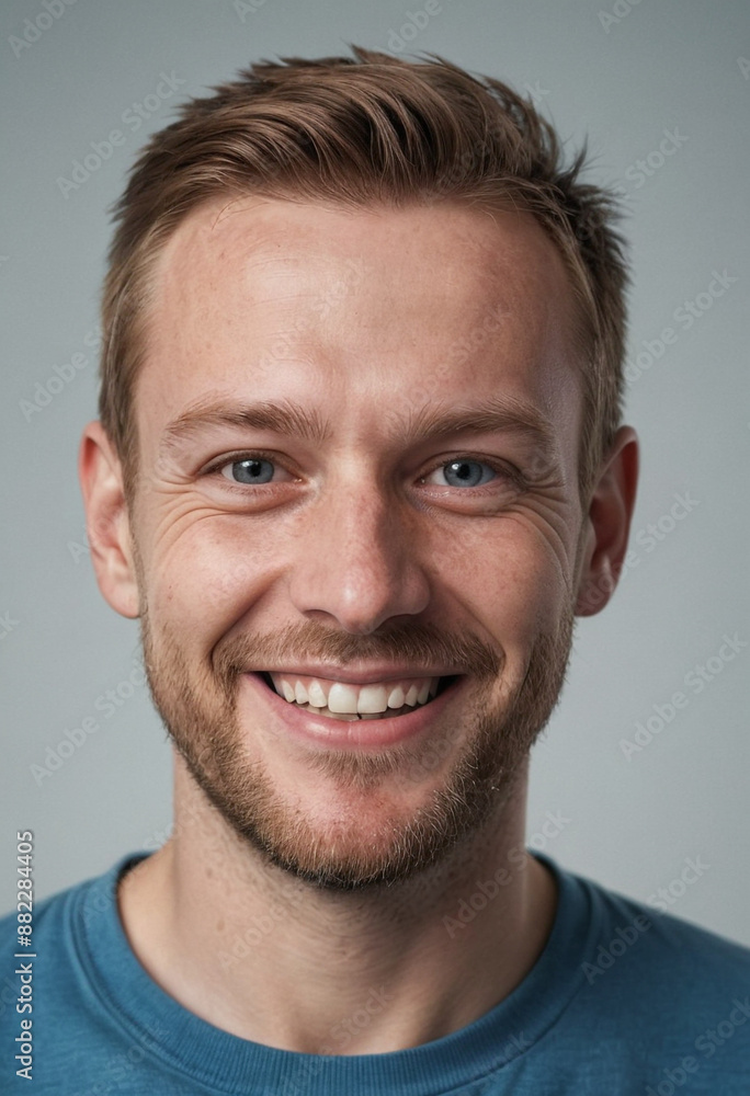 Portrait view of a regular happy smiling Iceland man, ultra realistic, candid, social media, avatar image, plain solid background Portrait view of a regular happy smiling Iceland man, ultra realistic, candid, social media, avatar image, plain solid background