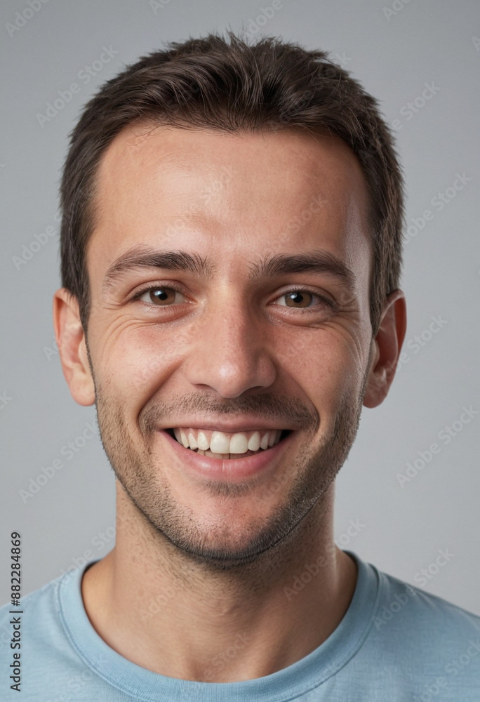 Portrait view of a regular happy smiling North Macedonia man, ultra realistic, candid, social media, avatar image, plain solid background Portrait view of a regular happy smiling North Macedonia man, ultra realistic, candid, social media, avatar image, plain solid background
