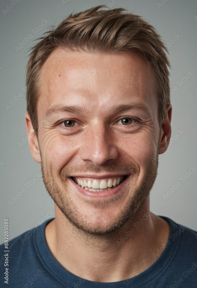 Portrait view of a regular happy smiling Norway man, ultra realistic, candid, social media, avatar image, plain solid background Portrait view of a regular happy smiling Norway man, ultra realistic, candid, social media, avatar image, plain solid background