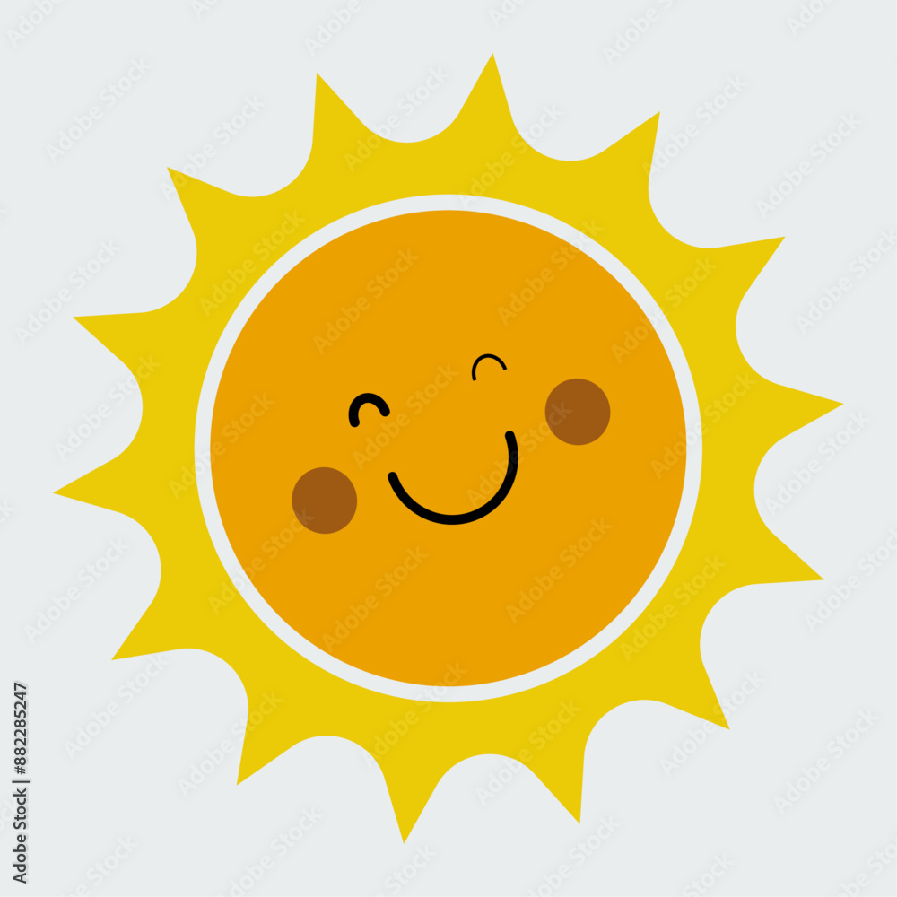 Winking sun. Cute sun element. Smiling sun. The sun is winking. Easy editable vector design Winking sun. Cute sun element. Smiling sun. The sun is winking. Easy editable vector design