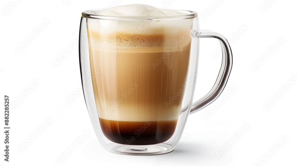 Double-Walled Glass Mug Filled with Latte Double-Walled Glass Mug Filled with Latte