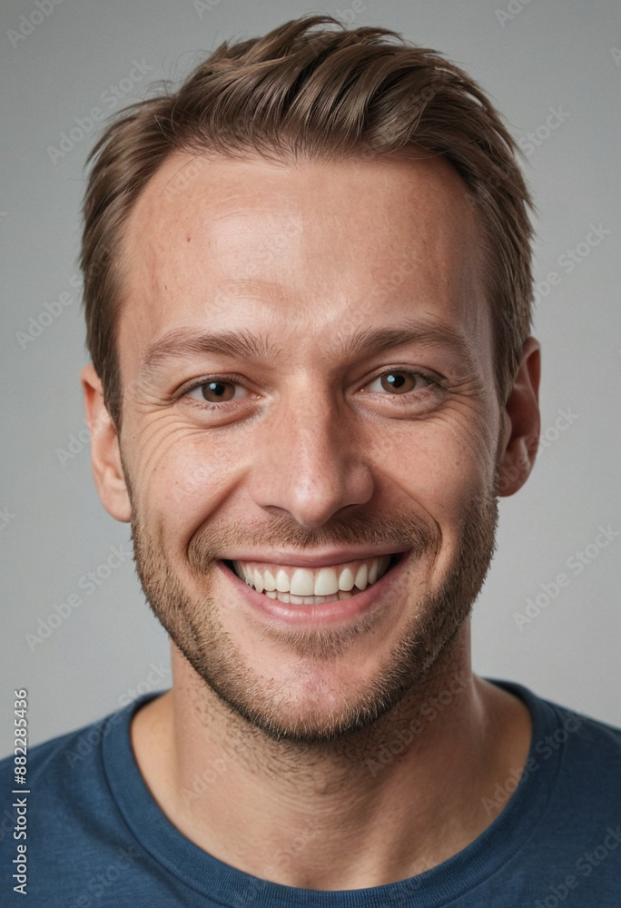Portrait view of a regular happy smiling Sweden man, ultra realistic, candid, social media, avatar image, plain solid background Portrait view of a regular happy smiling Sweden man, ultra realistic, candid, social media, avatar image, plain solid background