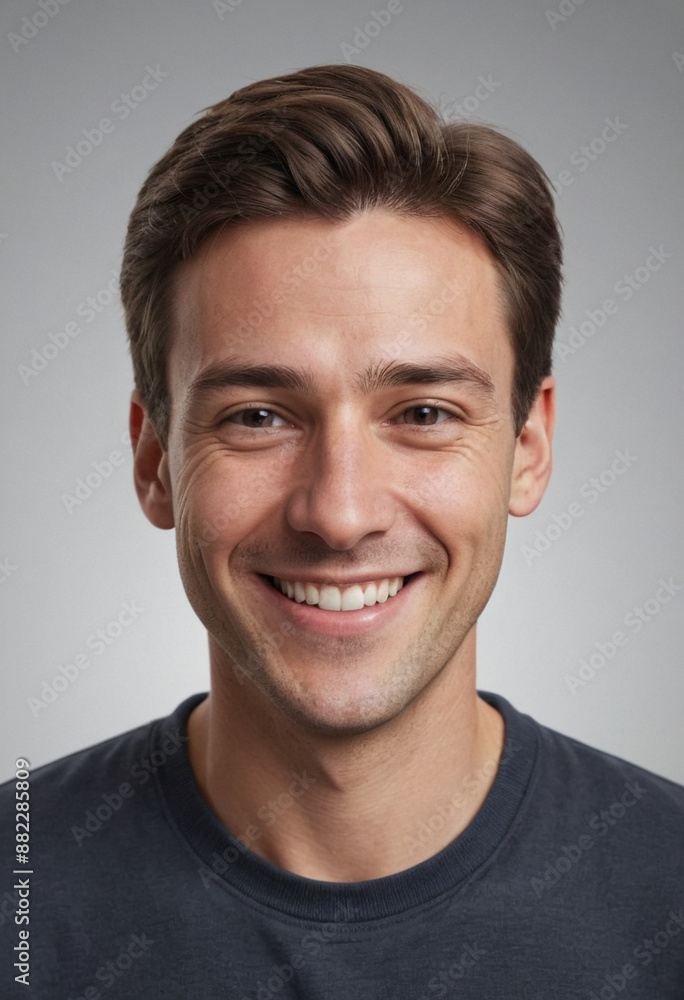 Fototapeta premium Portrait view of a regular happy smiling Canada man, ultra realistic, candid, social media, avatar image, plain solid background
