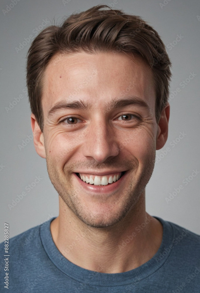 Fototapeta premium Portrait view of a regular happy smiling Canada man, ultra realistic, candid, social media, avatar image, plain solid background
