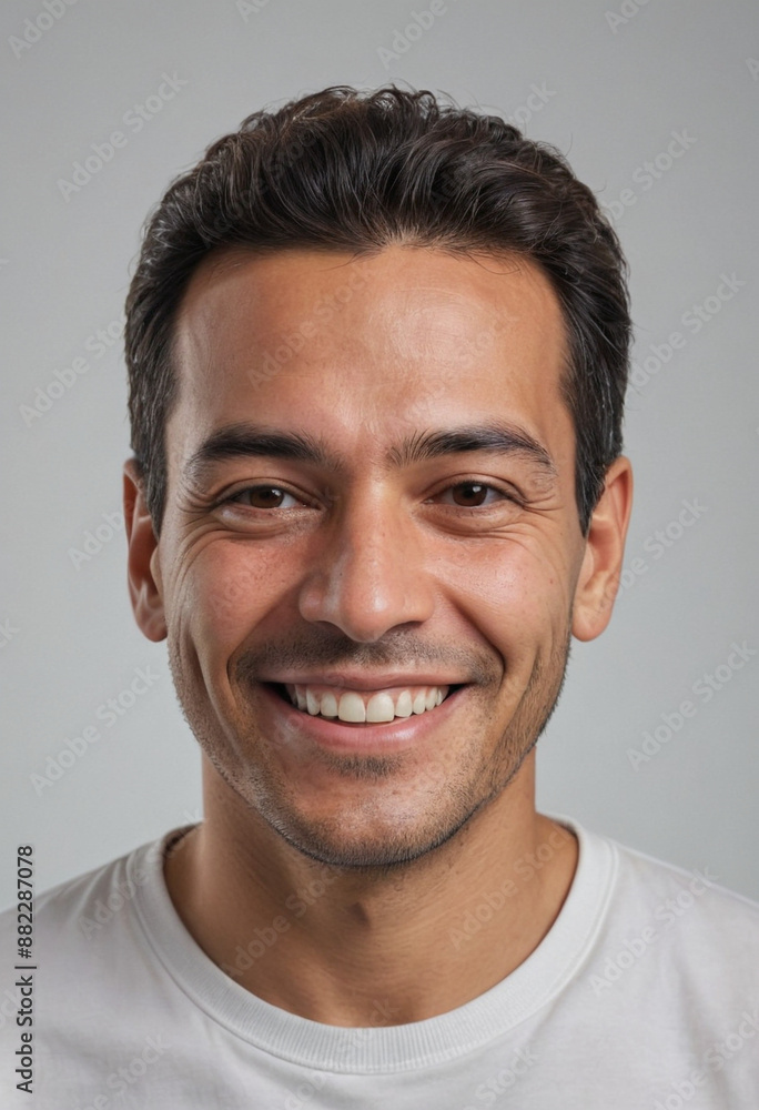 Portrait view of a regular happy smiling Colombia man, ultra realistic, candid, social media, avatar image, plain solid background Portrait view of a regular happy smiling Colombia man, ultra realistic, candid, social media, avatar image, plain solid background