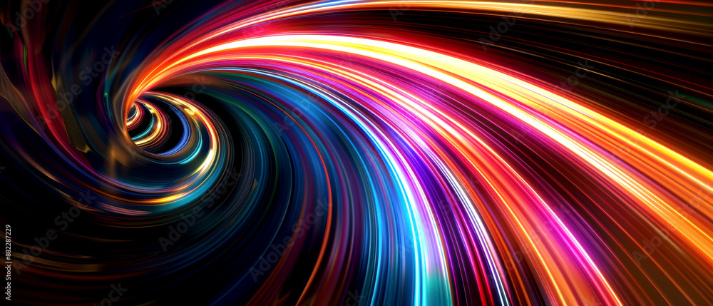 Abstract Light Trails in Vivid Colors. A mesmerizing display of swirling light trails in vibrant shades of red, orange, blue, and purple, creating a dynamic and energetic visual effect. Abstract Light Trails in Vivid Colors. A mesmerizing display of swirling light trails in vibrant shades of red, orange, blue, and purple, creating a dynamic and energetic visual effect.