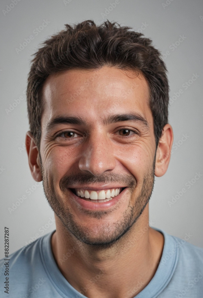 Portrait view of a regular happy smiling Uruguay man, ultra realistic, candid, social media, avatar image, plain solid background Portrait view of a regular happy smiling Uruguay man, ultra realistic, candid, social media, avatar image, plain solid background