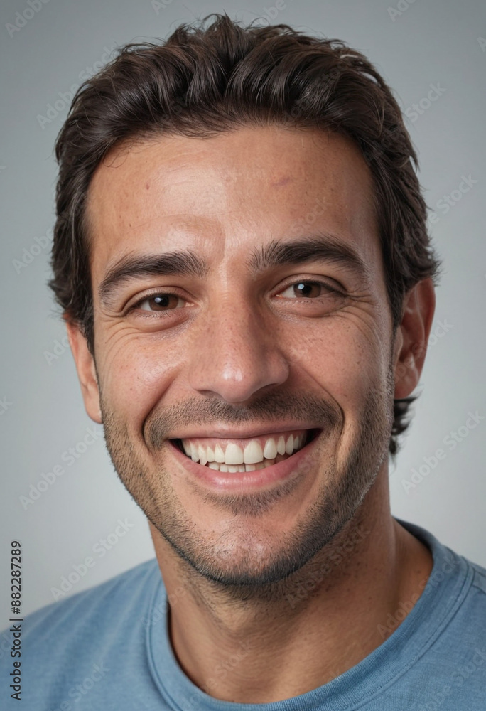 Portrait view of a regular happy smiling Uruguay man, ultra realistic, candid, social media, avatar image, plain solid background Portrait view of a regular happy smiling Uruguay man, ultra realistic, candid, social media, avatar image, plain solid background