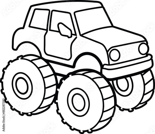 Single line drawing of 4x4 speed Wrangler Jeep car Off-road car line art illustration 