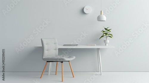 Minimalist home office with a sleek desk, simple chair, and uncluttered workspace emphasizing productivity and calm in a contemporary and stylish environment High Resolution picture, , Minimalism,