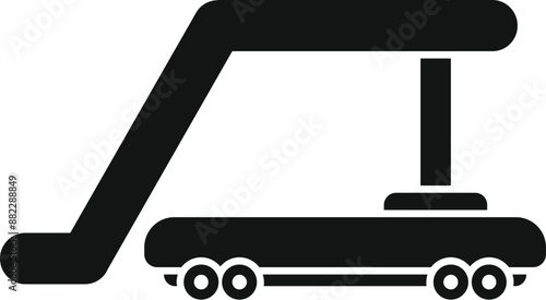 Black silhouette icon of an airport passenger boarding bridge connecting a plane to the terminal