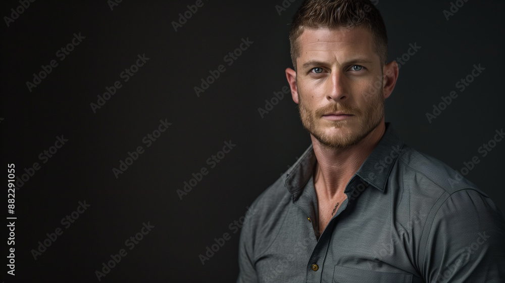 portrait of a man in grey shirt portrait of a man in grey shirt