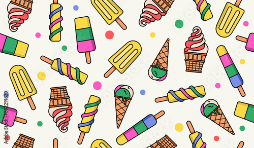 Cute ice cream pattern background vector design