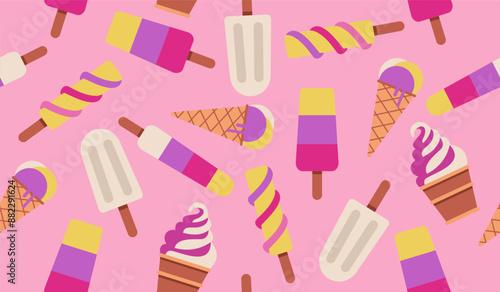 Cute ice cream pattern background vector design
