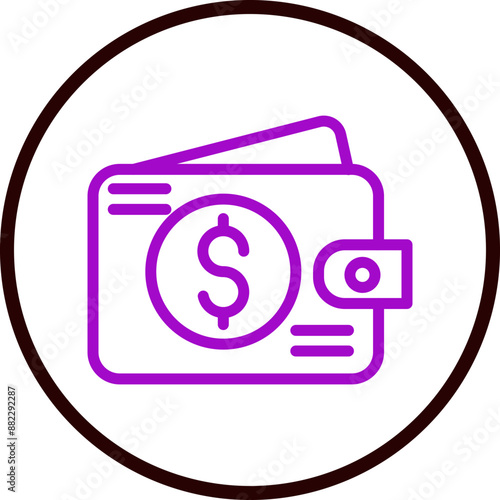 Wallet Vector Line Purple Circle Black