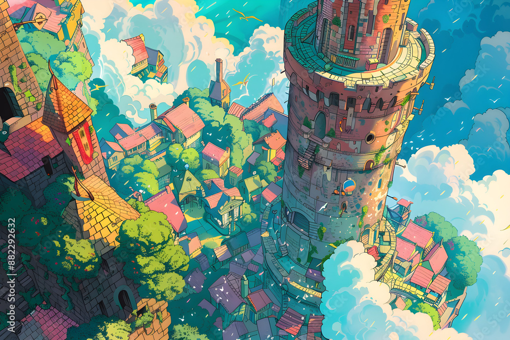 Fototapeta premium View from the top of a high tower