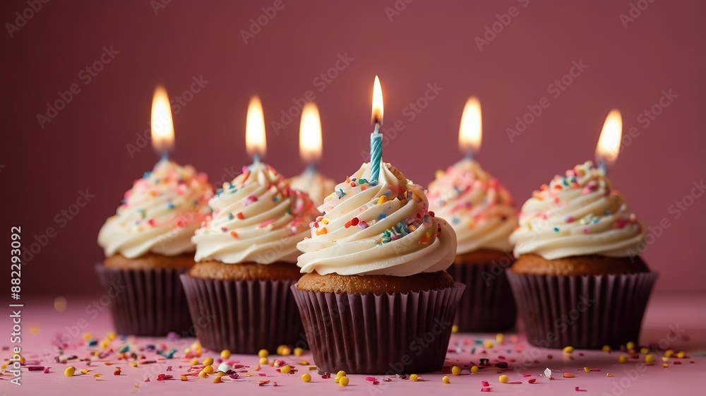 Birthday cupcake with candle Birthday cupcake with candle