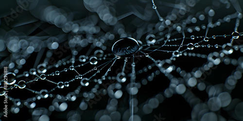 Spider web with water droplets