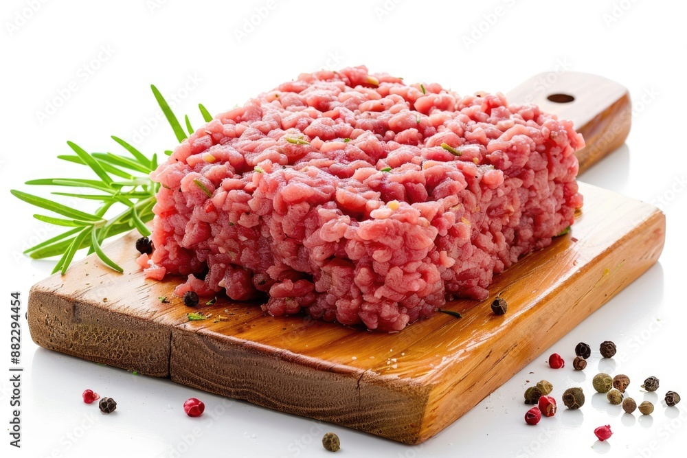 Ground Beef White Background. Isolated Raw Beef Forcemeat on White Background with Full Depth of Field Ground Beef White Background. Isolated Raw Beef Forcemeat on White Background with Full Depth of Field