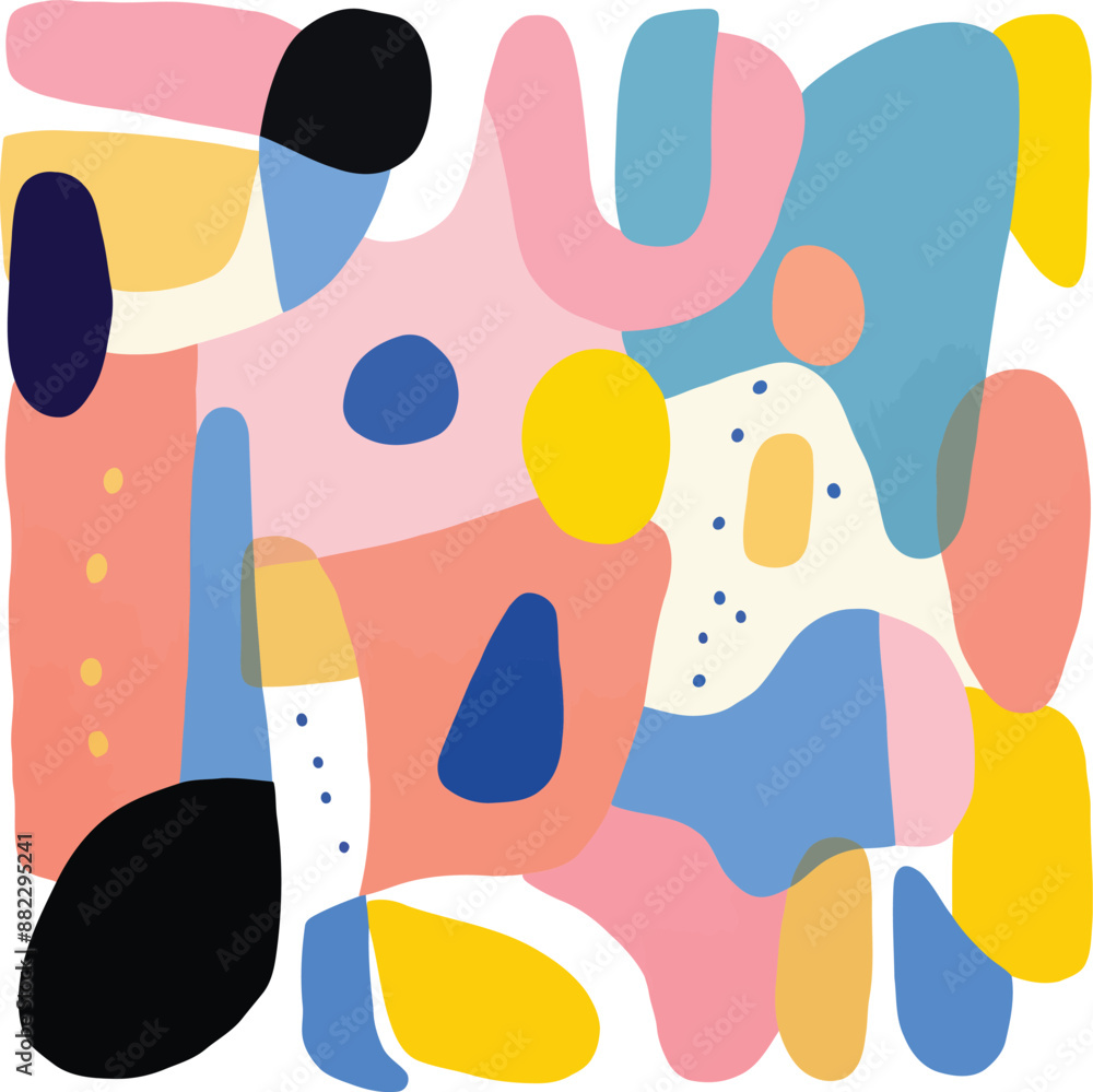 Fototapeta premium Trendy and colorful abstract liquid and organic shape graphic element doodle art for print, and pattern.