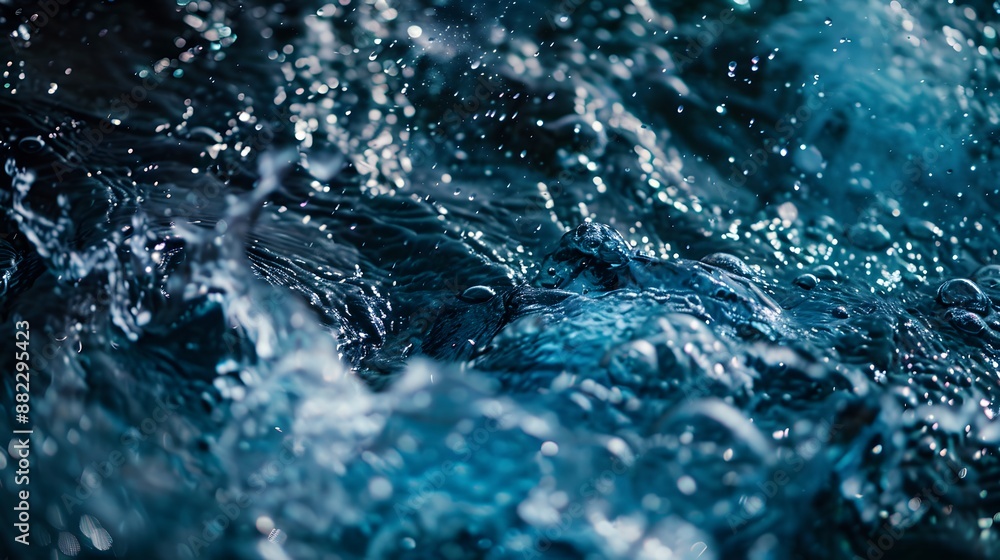 Chaotic water splashes and drops colorful bright abstract nature background. World Water Day concept Chaotic water splashes and drops colorful bright abstract nature background. World Water Day concept
