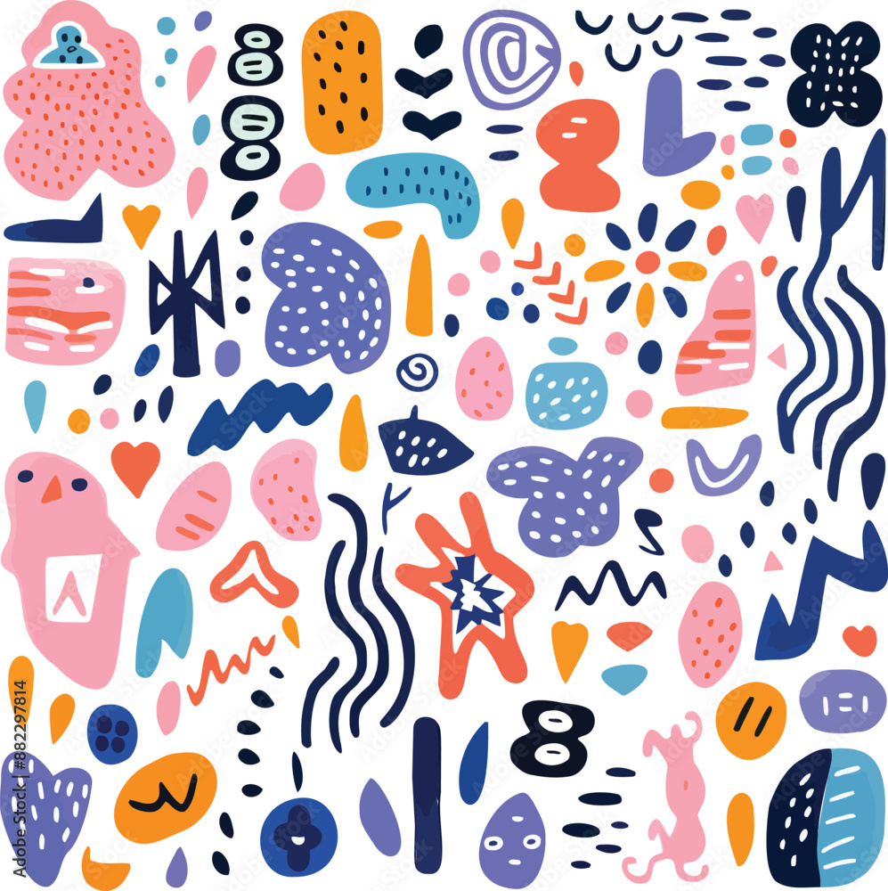 Cute and colorful abstract shape graphic element doodle art for print, wall art, and home decoration. Cute and colorful abstract shape graphic element doodle art for print, wall art, and home decoration.