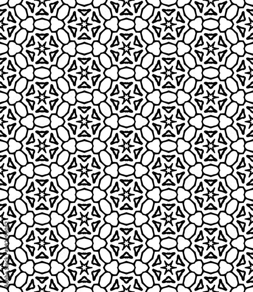 Black and white seamless abstract pattern. Background and backdrop. Grayscale ornamental design. Black and white seamless abstract pattern. Background and backdrop. Grayscale ornamental design.