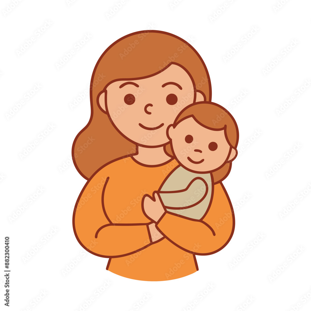 Cute mother and child cartoon vector for printables, clipart, and line art Mother's Day designs. Cute mother and child cartoon vector for printables, clipart, and line art Mother's Day designs.