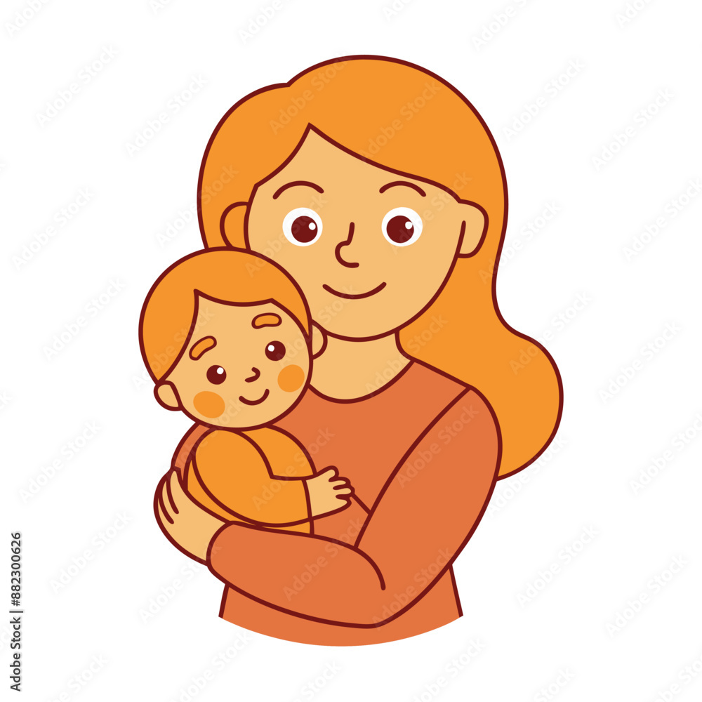 Cute mother and child cartoon vector for printables, clipart, and line art Mother's Day designs. Cute mother and child cartoon vector for printables, clipart, and line art Mother's Day designs.