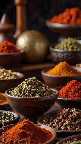 Vibrant Spices for Meat Amidst Oriental Cuisine
