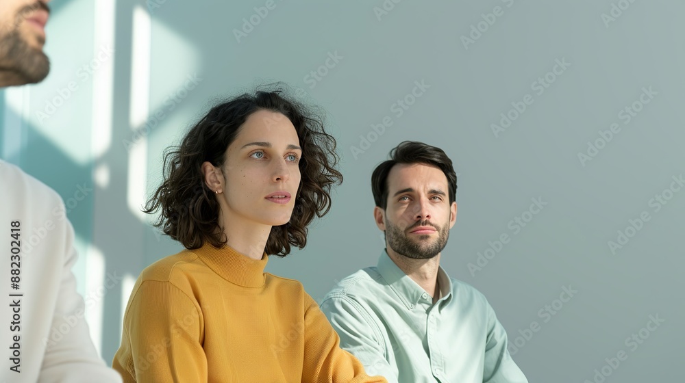 Portrait of business people discussing strategies in a modern workspace, highlighting the synergy of collaboration, moral integrity, and environmental awareness in driving successful outcomes Portrait of business people discussing strategies in a modern workspace, highlighting the synergy of collaboration, moral integrity, and environmental awareness in driving successful outcomes