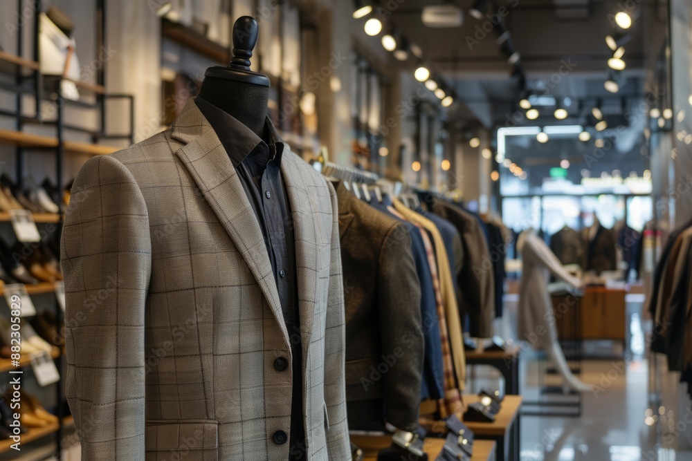 Tailored men's suit displayed in a boutique Tailored men's suit displayed in a boutique