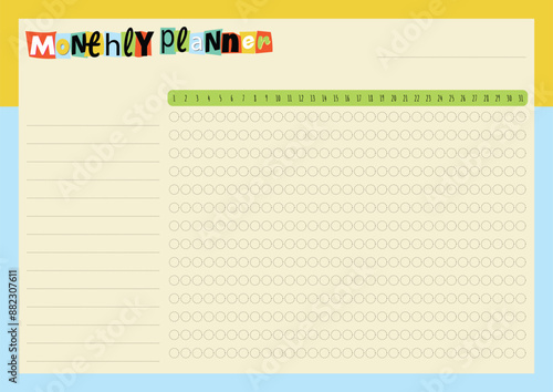 Monthly planner a4