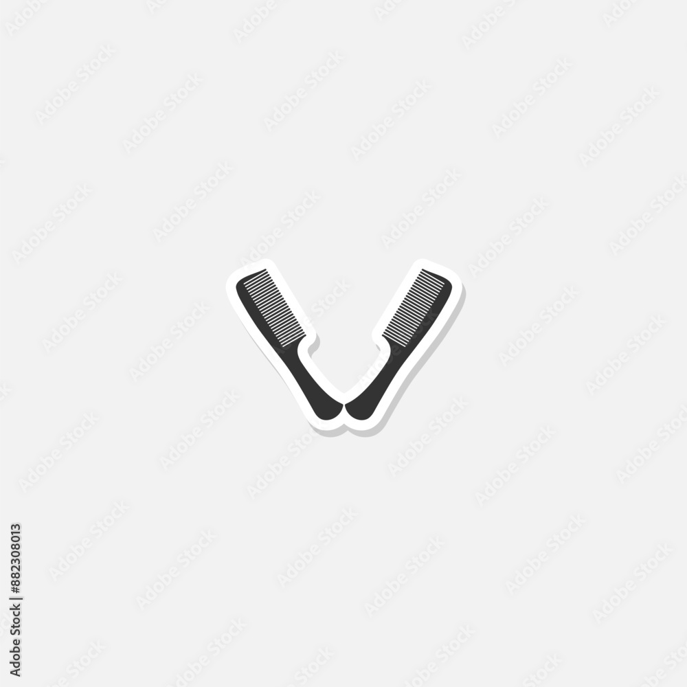 Comb icon sticker isolated on gray background Comb icon sticker isolated on gray background