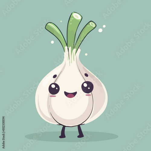 Cute Cartoon Garlic Food Ch...