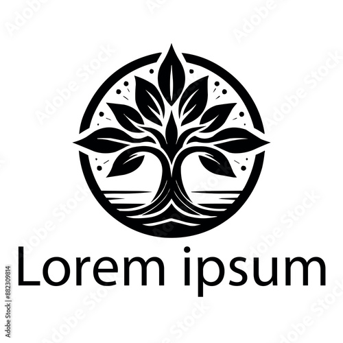 A black yoga tree logo on simple white background