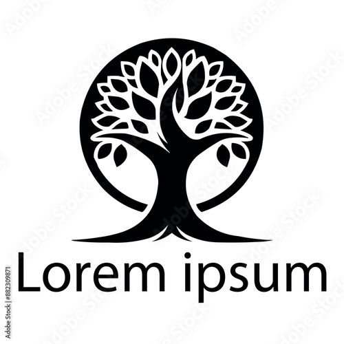 A black yoga tree logo on simple white background