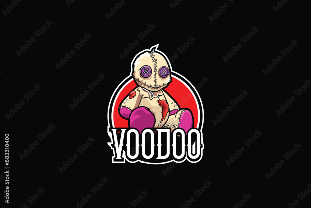 great voodoo doll cartoon character vector badge logo template design great voodoo doll cartoon character vector badge logo template design
