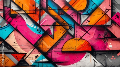 Wallpaper Mural urban graffiti art, modern urban graffiti art featuring abstract geometric shapes and layered patterns, creating a visually appealing background Torontodigital.ca