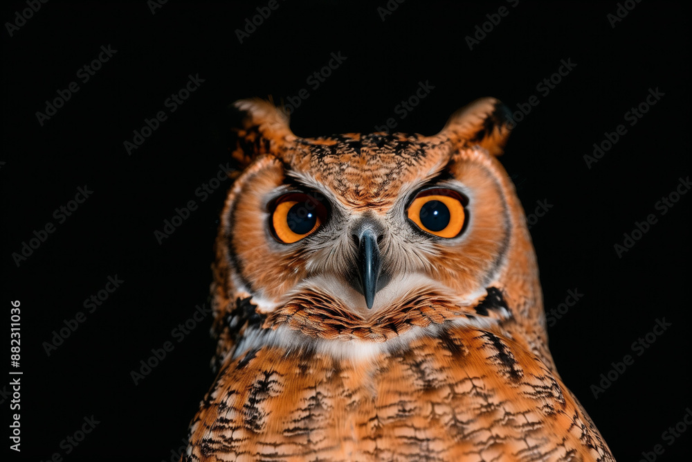 Obraz premium Close-up Portrait of an Owl with Striking Yellow Eyes
