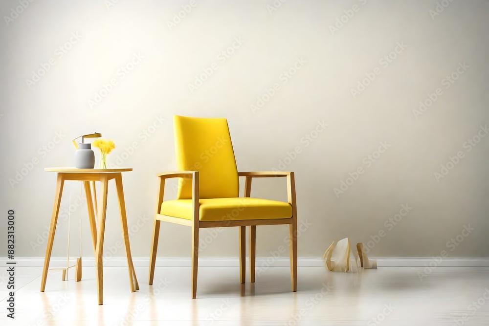 Fototapeta premium Yellow modern chair isolated on white background.