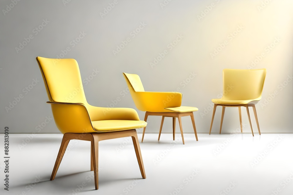 Obraz premium Yellow modern chair isolated on white background.