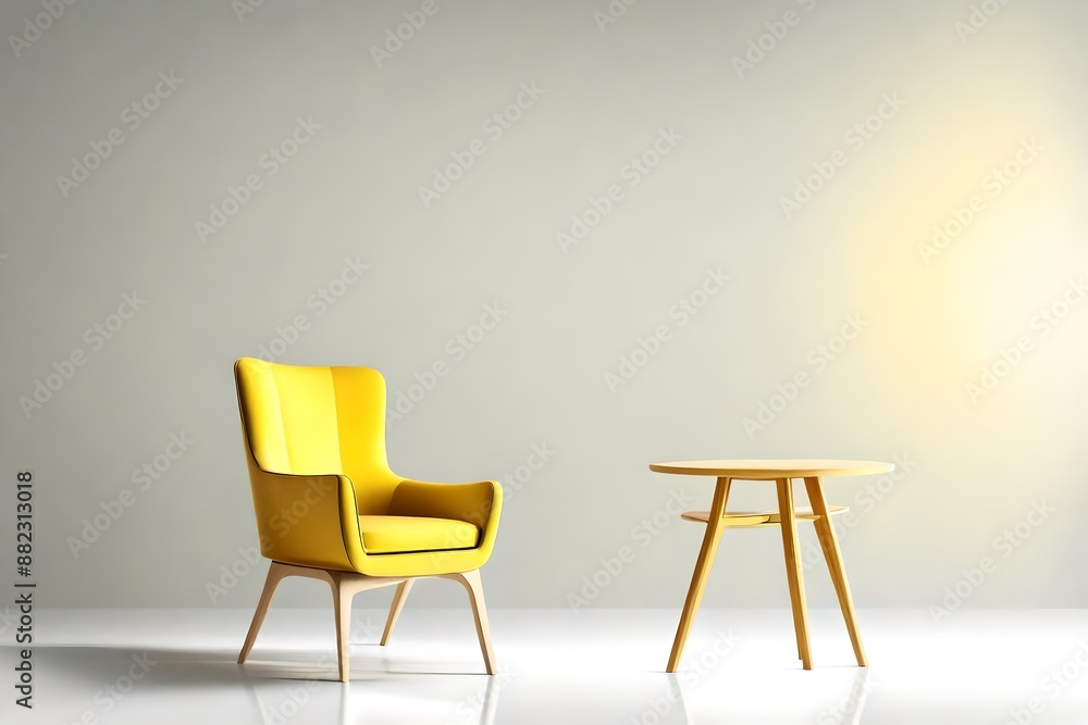 Obraz premium Yellow modern chair isolated on white background.